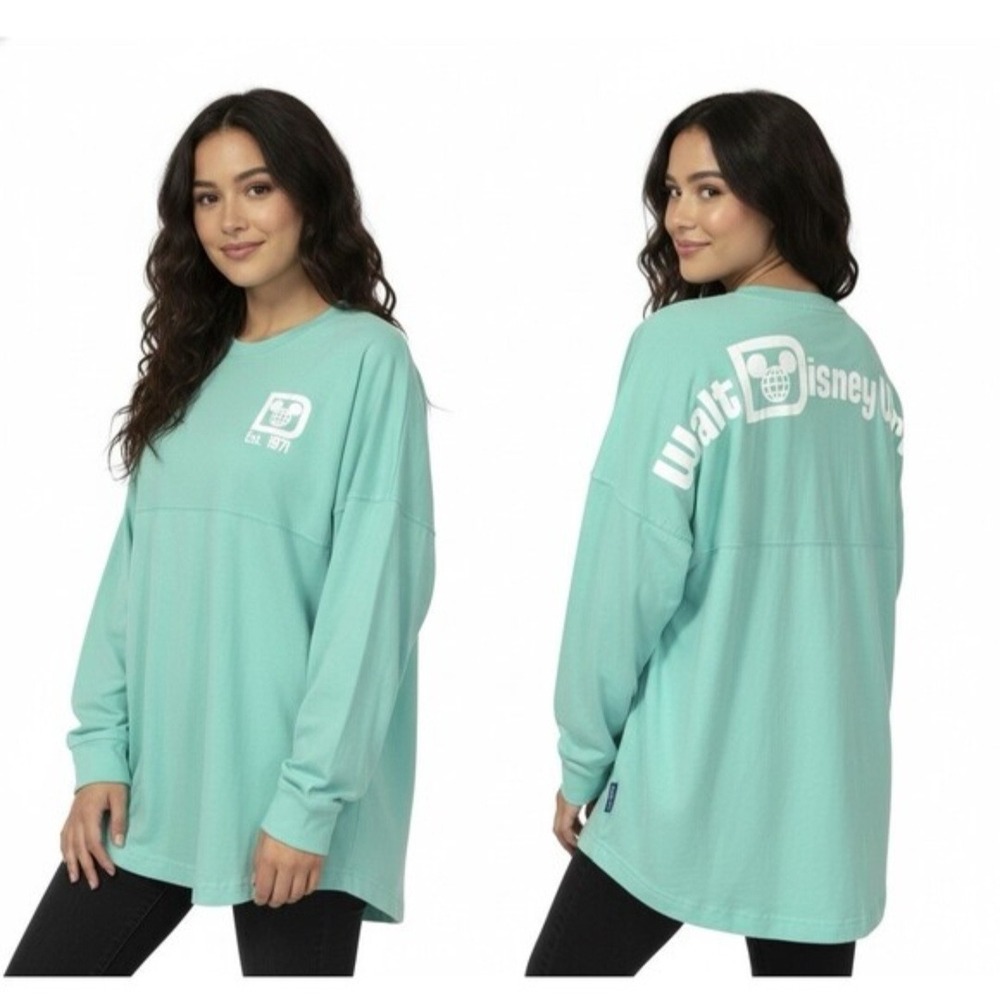 Walt Disney World Spirit Jersey Mint Green Long Sleeve Pullover Small S‎